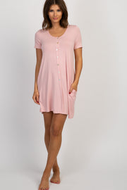 PinkBlush Pink Button Front Sleep Dress