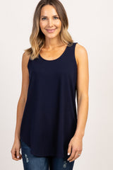 Navy Blue Basic Sleeveless Top