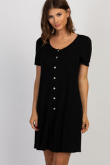 PinkBlush Black Button Front Sleep Dress