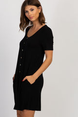 PinkBlush Black Button Front Sleep Dress