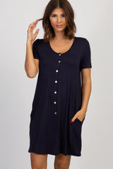 PinkBlush Navy Button Front Sleep Dress