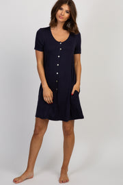 PinkBlush Navy Button Front Sleep Dress