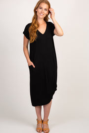 Black Short Sleeve Knot Dress