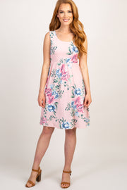 Pink Floral Sleeveless Dress