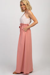 Pink Striped Colorblock Maxi Dress