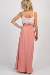 Pink Striped Colorblock Maxi Dress