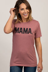 Mauve Mama Glitter Print Graphic Top