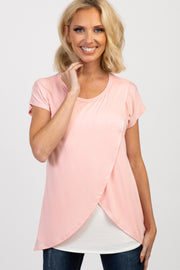 Pink Layered Wrap Front Nursing Top