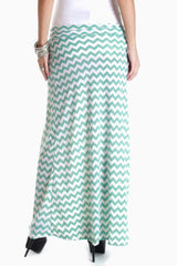 Mint Green White Zig Zag Maxi Maternity Skirt