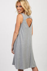 Heather Grey Sleeveless Cutout Back Swing Dress