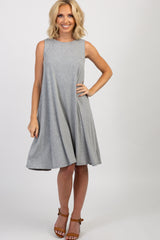 Heather Grey Sleeveless Cutout Back Swing Dress