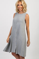 Heather Grey Sleeveless Cutout Back Swing Dress