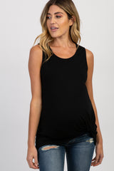 PinkBlush Black Sleeveless Knot Maternity Top