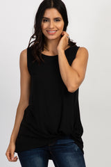 PinkBlush Black Sleeveless Knot Maternity Top