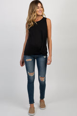 PinkBlush Black Sleeveless Knot Maternity Top