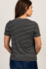 PinkBlush Black Striped Layered Wrap Front Maternity Nursing Top