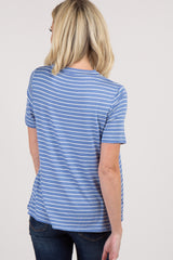 Blue Striped Layered Wrap Front Nursing Top