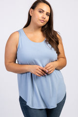 Light Blue Sleeveless Plus Tank Top