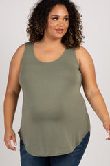 Light Olive Sleeveless Maternity Plus Tank Top