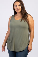 Light Olive Sleeveless Maternity Plus Tank Top