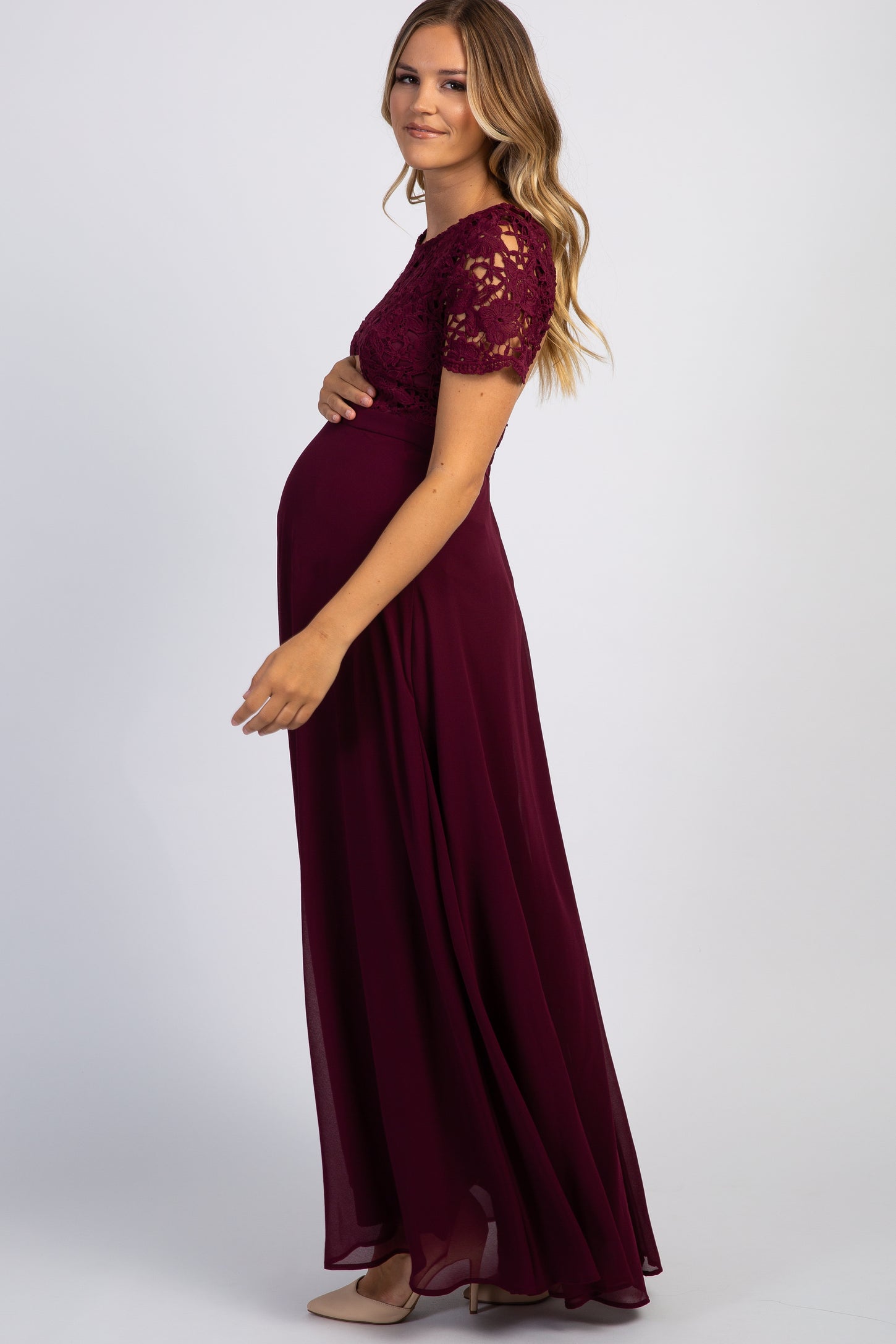 Maternity Dresses, Arianna Crochet Upper Body Open Back Dress