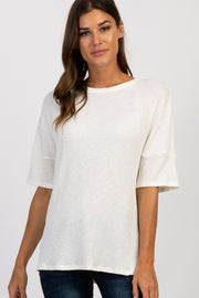 Ivory Solid Ribbed Short Sleeve Top