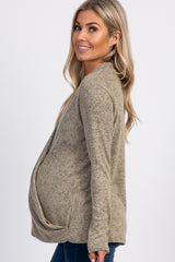 PinkBlush Mocha Knit Draped Wrap V-Neck Maternity Nursing Top