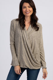 PinkBlush Mocha Knit Draped Wrap V-Neck Nursing Top