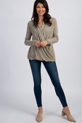 PinkBlush Mocha Knit Draped Wrap V-Neck Nursing Top