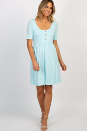 PinkBlush Mint Green Solid Button Front Dress