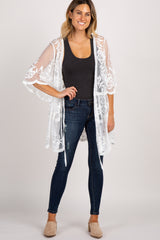 White Lace Mesh Scalloped Hem Cover Up