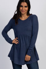 PinkBlush Navy Soft Knit Peplum Top