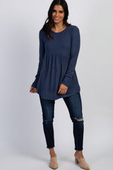 PinkBlush Navy Soft Knit Peplum Top