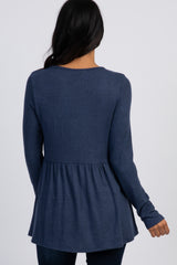 PinkBlush Navy Soft Knit Peplum Top