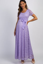 Lavender Lace Sash Tie Maternity Gown