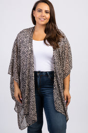 Mocha Leopard Print Chiffon Plus Cover Up