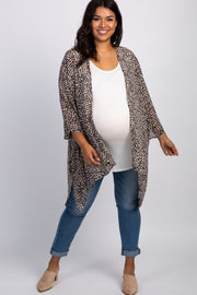 Mocha Leopard Print Chiffon Plus Maternity Cover Up