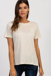 Ivory Solid Basic Short Sleeve Top