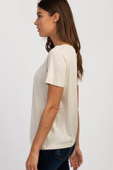 Ivory Solid Basic Short Sleeve Top