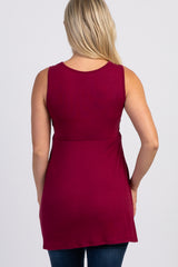 PinkBlush Burgundy Sleeveless Draped Front Maternity/Nursing Top