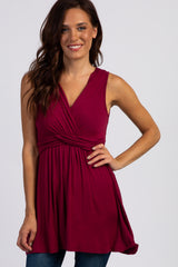 PinkBlush Burgundy Sleeveless Draped Front Maternity/Nursing Top