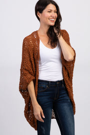 Rust Oversized Crochet Lace Cardigan