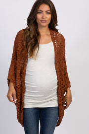 Rust Oversized Crochet Lace Maternity Cardigan