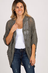 Olive Oversized Crochet Lace Cardigan