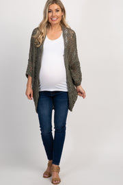 Olive Oversized Crochet Lace Maternity Cardigan