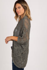 Olive Oversized Crochet Lace Cardigan