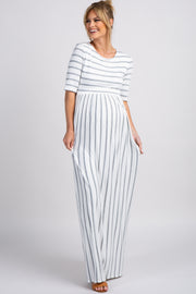 PinkBlush Heather Grey Striped Half Sleeve Maternity Maxi Dress