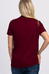 PinkBlush Burgundy Pleated Wrap Accent Maternity/Nursing Top