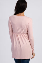 PinkBlush Light Pink Long Sleeve Wrap Front Nursing Top