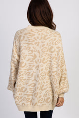 Taupe Leopard Knit Puff Sleeve Sweater